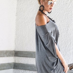 Gray Tunic / Plus Size Tunic / Women Top / Oversize Top / Asymmetric Dress / Loose Top / Women Blouse / Day Blouse / Plus Size Top  / #35001
