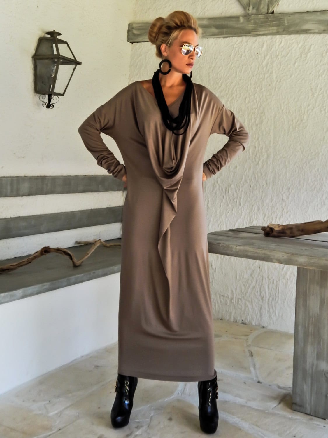 Kathy™ | Women’s Maxi Dress with Asymmetrical Cut and Floral Pattern