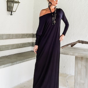 Vestido Maxi Preto / Kaftan Preto / Vestido Plus Size / Vestido Plus Size Assimétrico / Vestido Solto Oversize / Vestido Manga Longa #35046