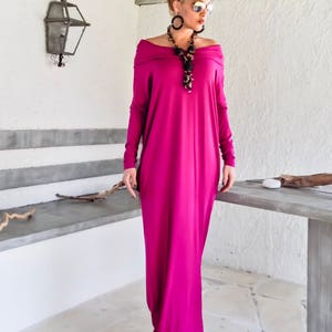 Magenta Maxi Dress With Pockets / Kaftan / Plus Size Dress / - Etsy
