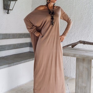 Vestido Maxi / Kaftan / Vestido Maxi Taupe / Vestido de talla grande / Vestido de manga larga / Vestido de maternidad / Vestido de noche / Elegante / 35045 imagen 3