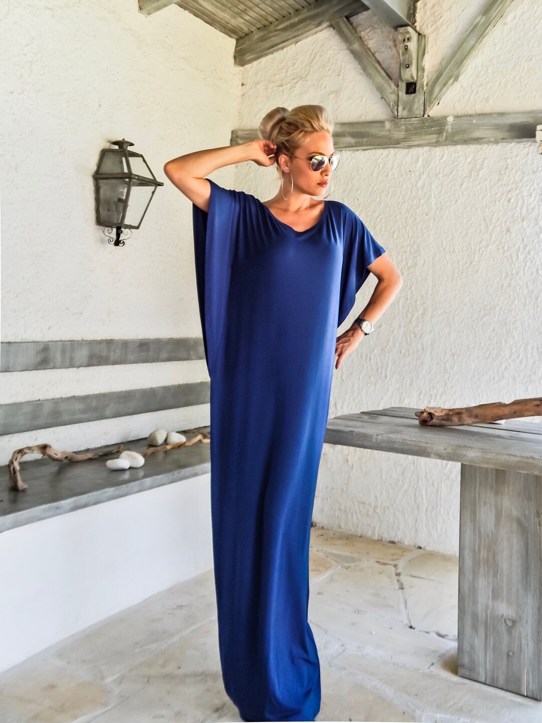 NEW Blue Maxi Dress / Indigo Blue Kaftan / Long Blue Dress / - Etsy