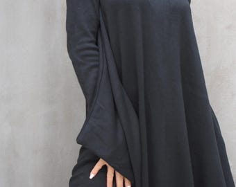 Asymmetric Knit Maxi Dress, Plus Size Winter Clothing #35420