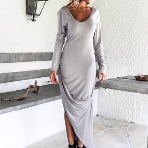 Asymmetric Tunic / Silver Gray Dress 