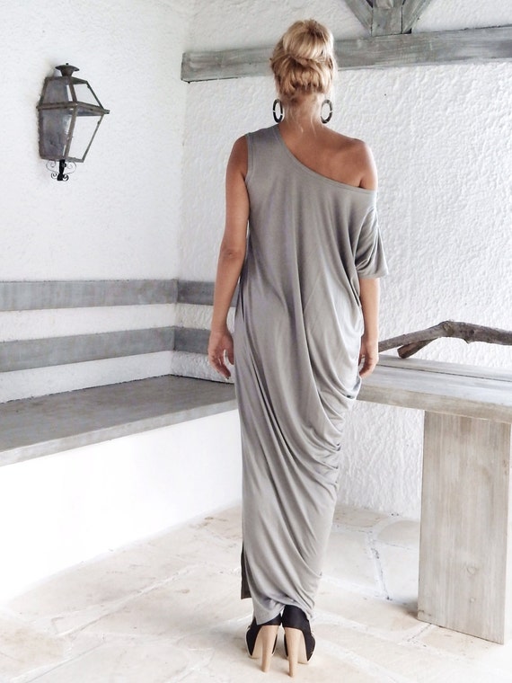 Abito maxi grigio chiaro caftano grigio abito taglie forti abito lungo abito maxi abito estivo abito da giorno abito da sera 35019 Etsy Italia