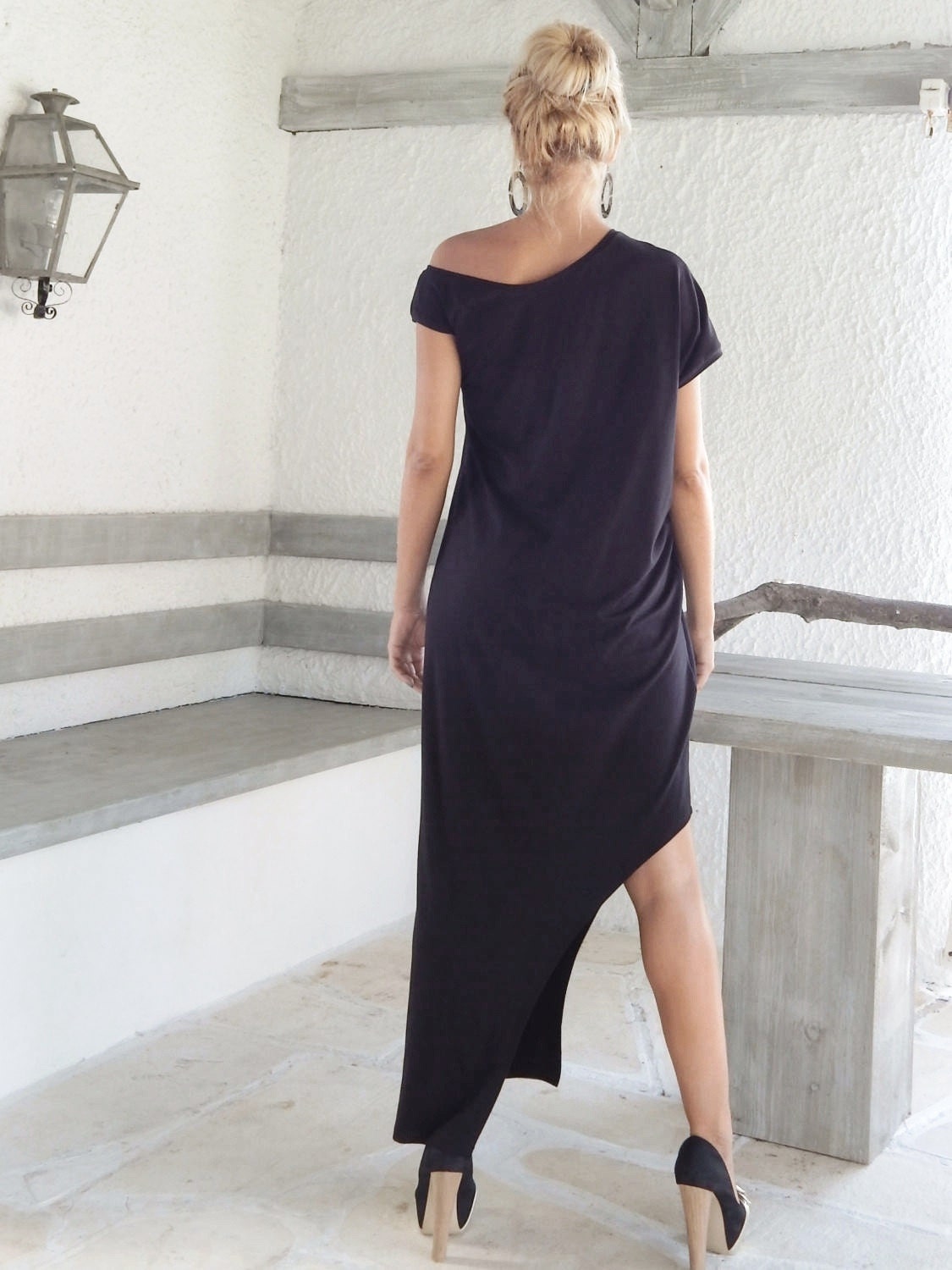 Black Maxi Dress With Slit / Black Kaftan / Plus Size Dress / - Etsy