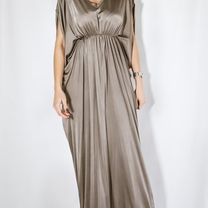 NEW Taupe Gold Maxi Dress / Plus Size Dress / Draping Dress / Loose Dress / Extravagant Maxi Dress / Long Dress / Boho Dress  #35378