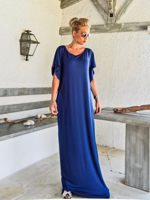 Lange blauwe jurk hot sale