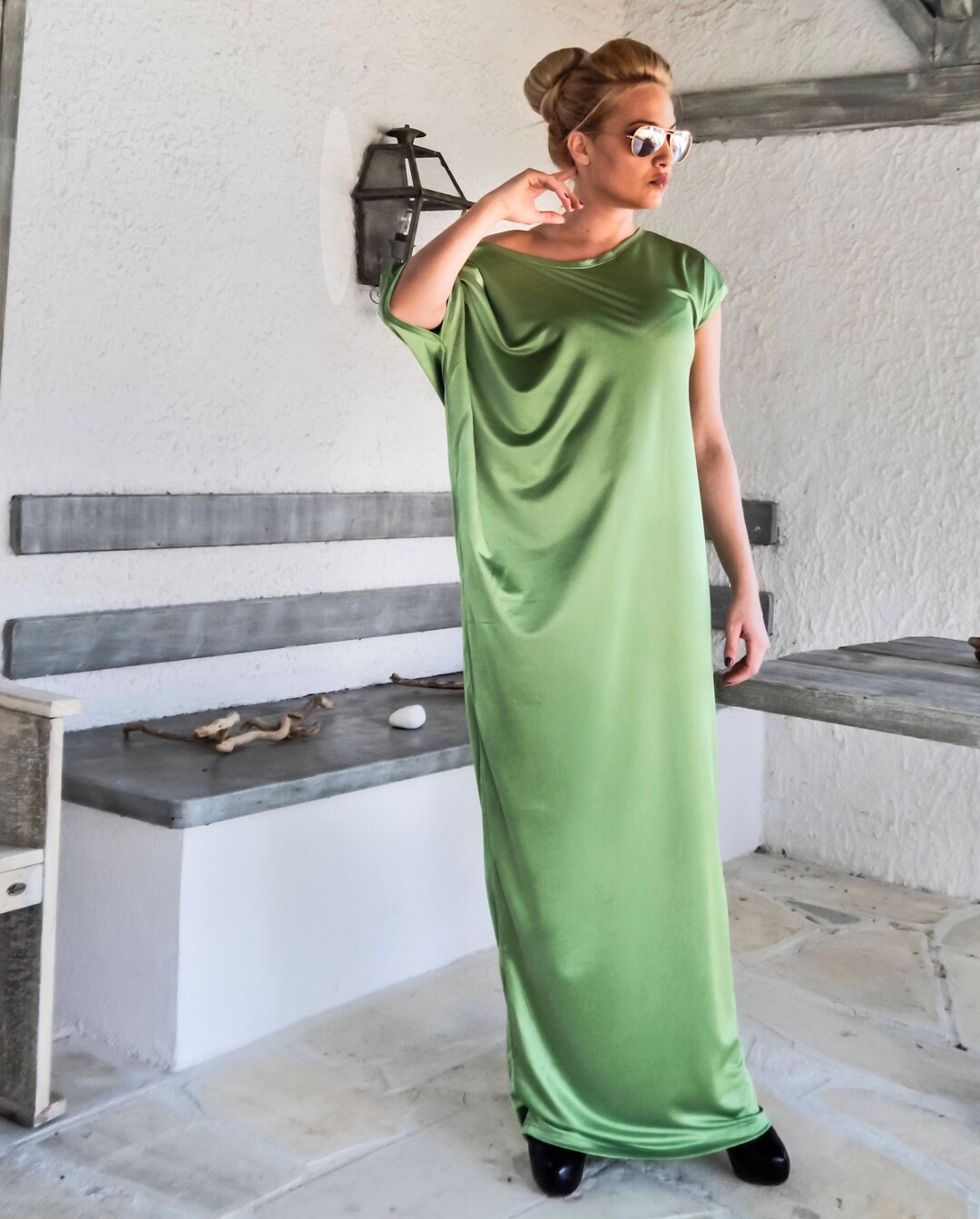Pear Green Maxi Dress / Abaya / Plus Size Dress / Loose Dress - Etsy