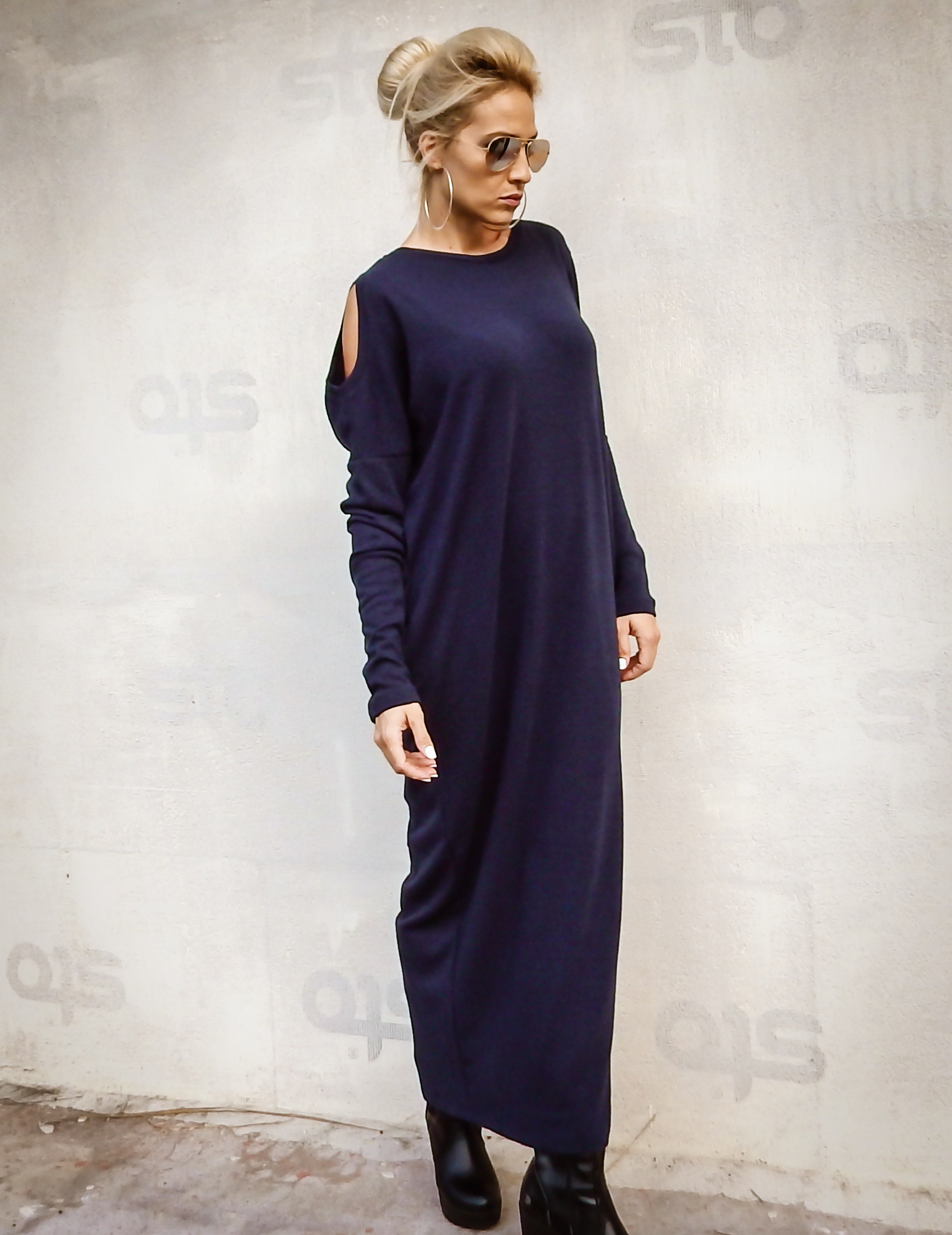 NEW Navy Blue Knit Dress / Knitted 