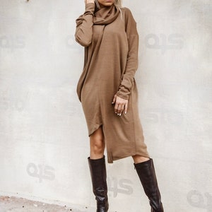 Winter Knit Asymmetric Dress / Oversized Dress /Asymmetric Tunic / Blouse Tunic / Loose Tunic / Plus Size Blouse / Sweater Dress 35281 zdjęcie 7