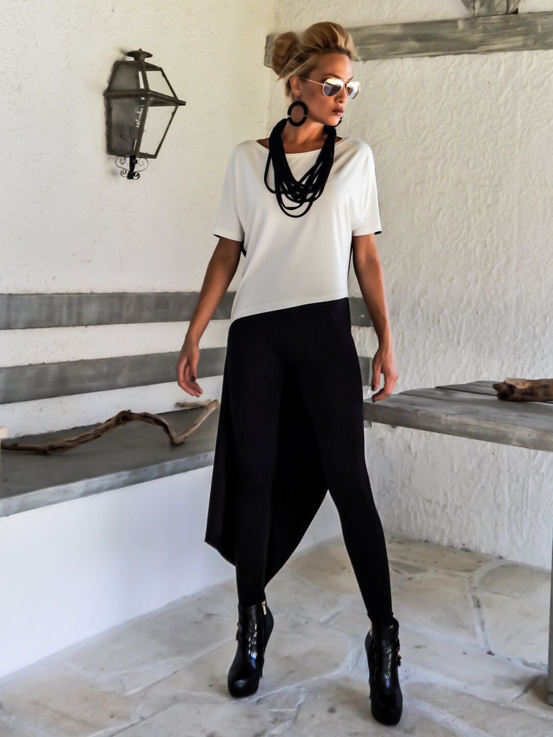 Asymmetric Silk Blouse Black