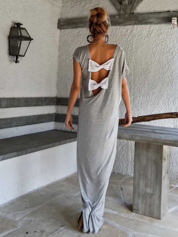 Robe longue avec n ud dans le dos nu Robe longue grande taille avec n ud Robe longue
