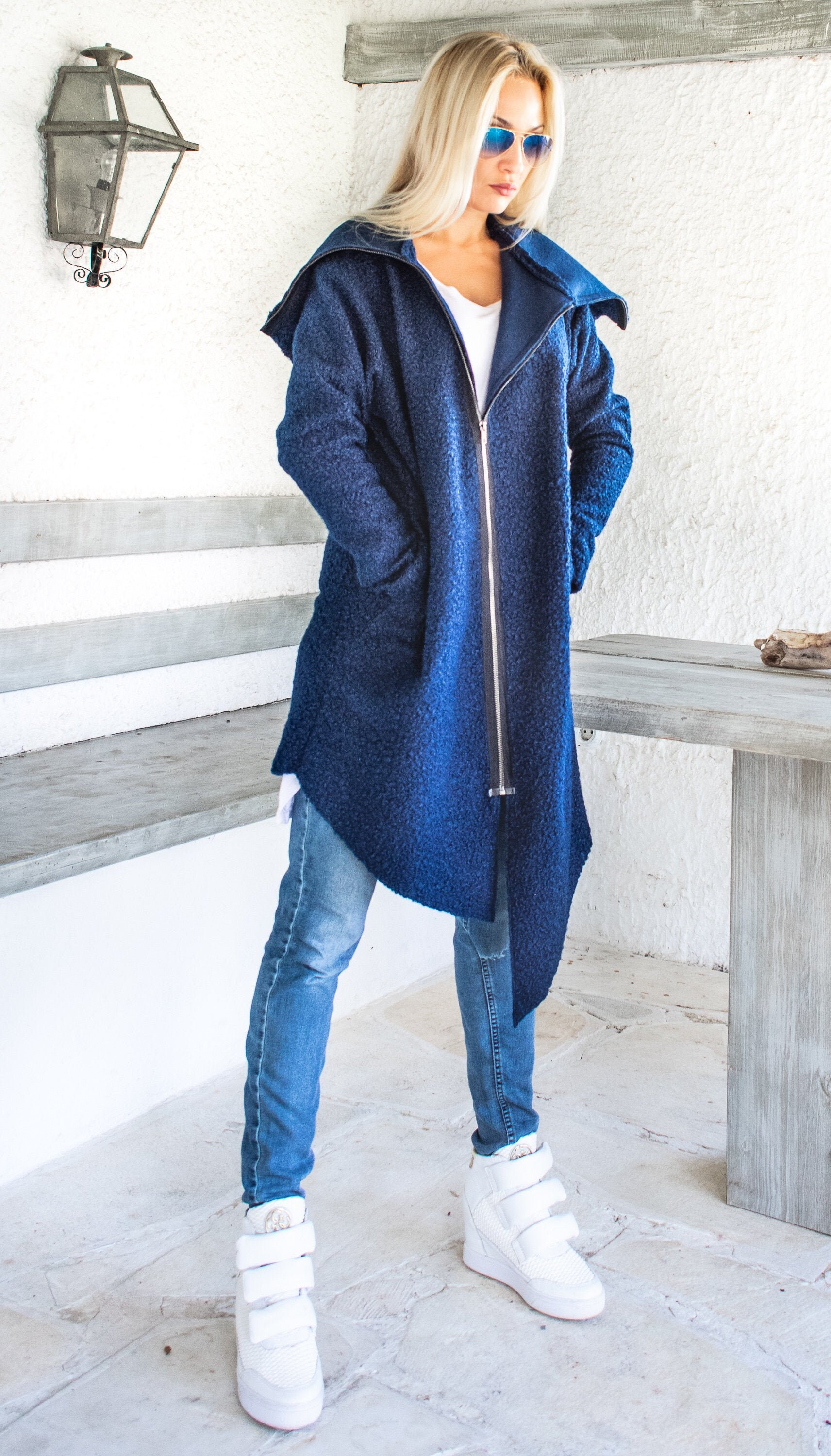 Principles navy hotsell boucle coat