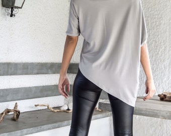 Asymmetric Viscose Top, Loose Plus Size Blouse
