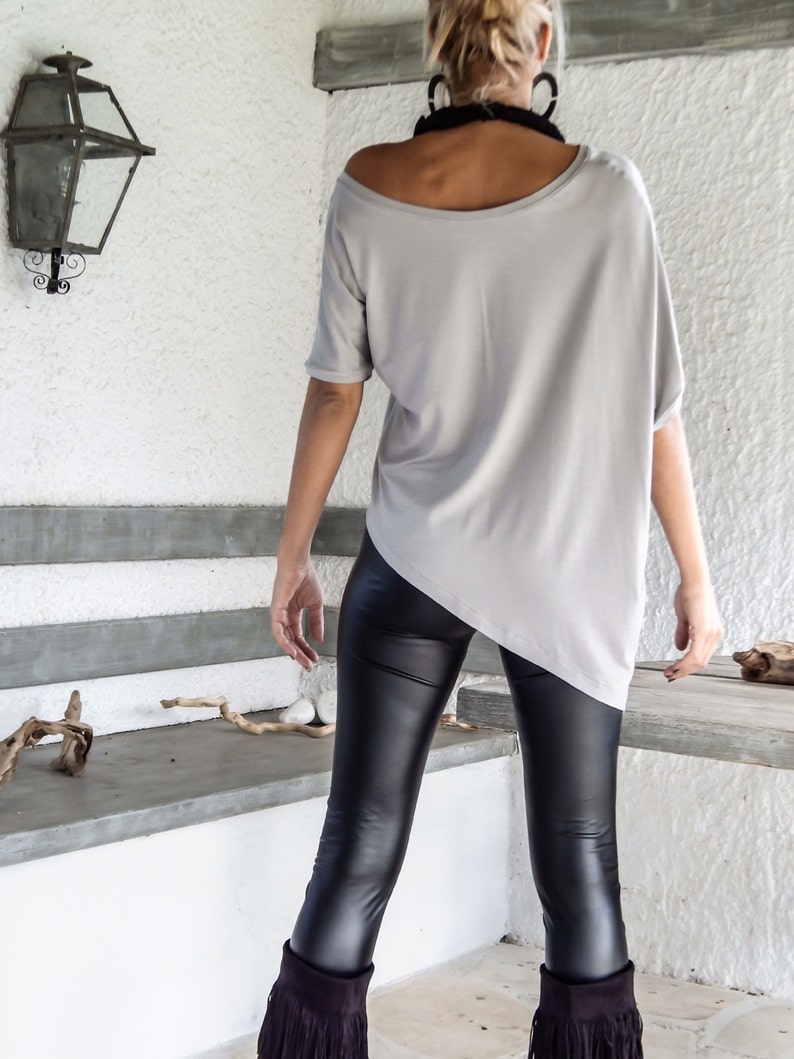 Silver Gray Asymmetric Top Blouse / Gray Loose Top Blouse / - Etsy