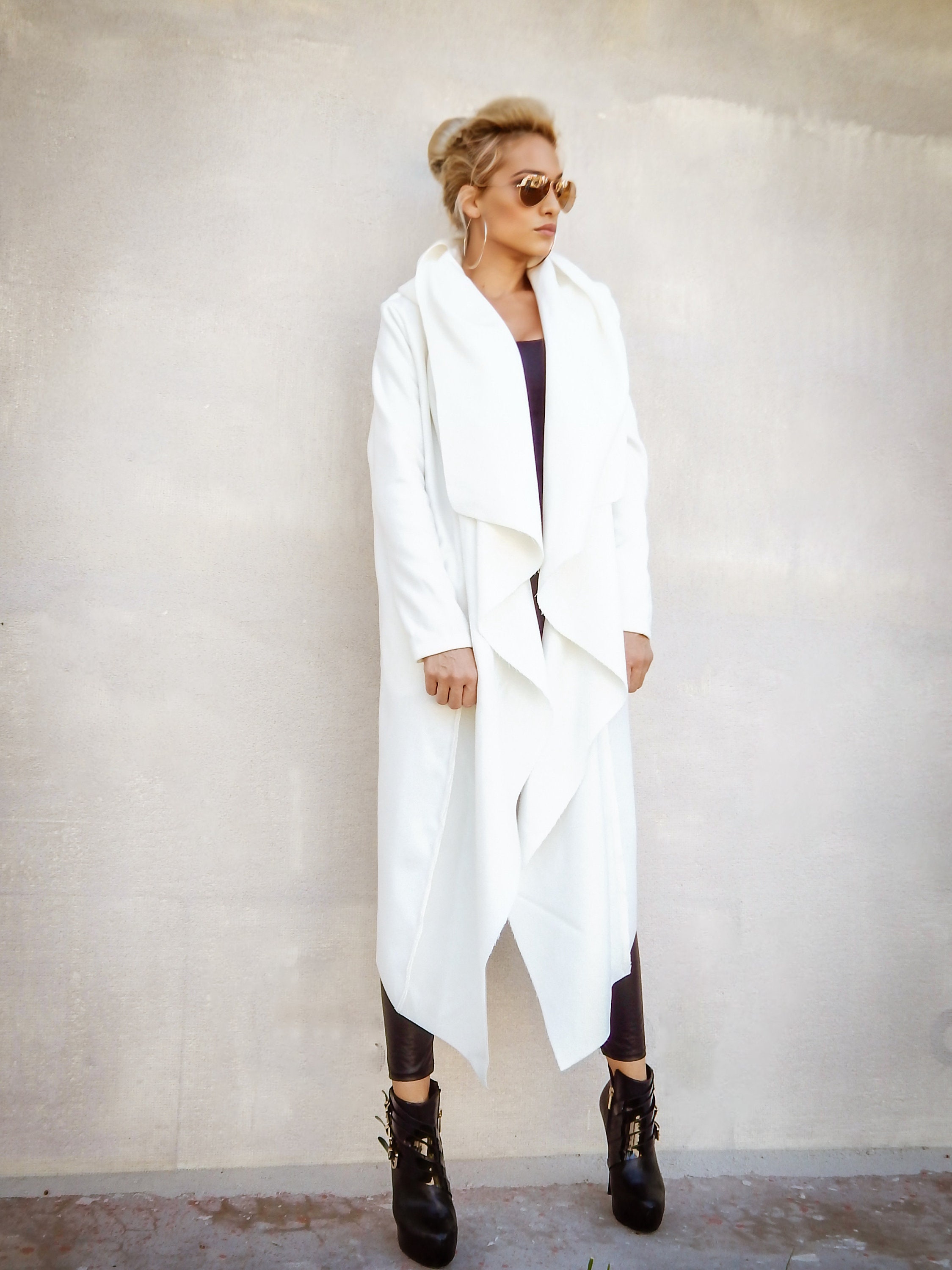 NEW Winter Cashmere Coat / off White Winter Coat / Plus Size