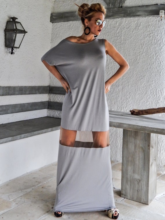maxi dress with see through bottom Ariella Mesh Maxi Dress