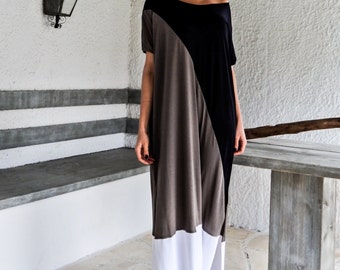 Black & Gray Maxi Dress / Plus Size Dress / Long Dress / Maxi Dress/  Kaftan / Plus Size Dress / Caftan / Oversize Loose Dress / #35076