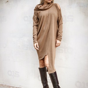 Winter Knit Asymmetric Dress / Oversized Dress /Asymmetric Tunic / Blouse Tunic / Loose Tunic / Plus Size Blouse / Sweater Dress 35281 image 3