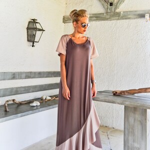 NEW Taupe Maxi Ruffle Dress / Plus Size Dress / Dress with ruffles / Caftan / Kaftan / Summer Dress / Ruffle Dress / Plus Size / 35267 image 2