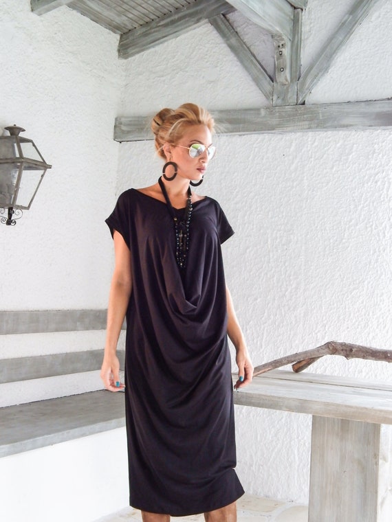 knee length dresses for ladies Belinda Bardot Draped Maxi Dress in Black - Size 0 to 12 main image 0