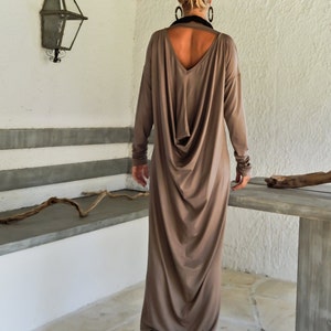 Oversize Maxi Dress / Draping Tunic / Long Tunic / Dress with sleeves / Plus Size Dress / Asymmetric Dress / Long Dress / #35092