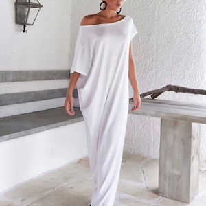 White Maxi Dress / Kaftan / Long White Dress / Plus Size Dress / Caftan ...