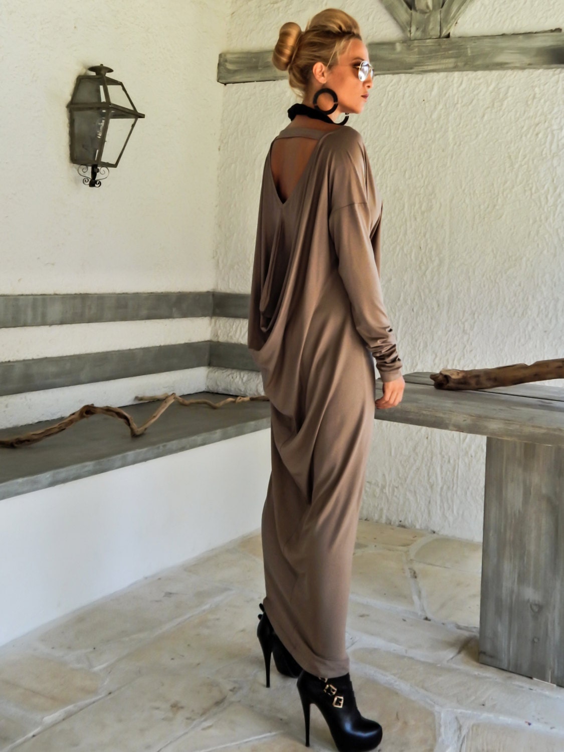 Kady | Lemon Asymmetric-Neck Maxi Dress With Ruched Detailing