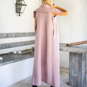 NEW Autumn Winter Coat, Pink Coat, Long Coat, Sleeveless Long Vest, Long Women Vest, Winter Coat Women, Vest Coat, Plus Size Clothing #35346
