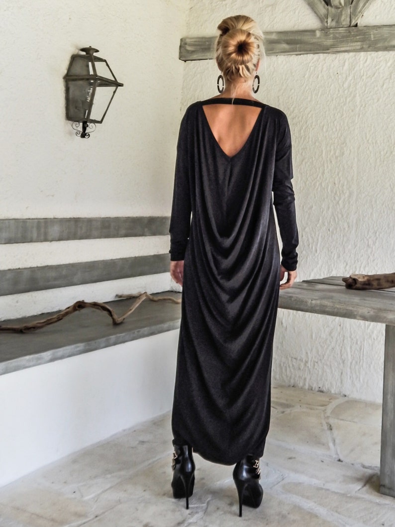 Off Black Warm Winter Angora Maxi Long Sleeve Dress / Black - Etsy
