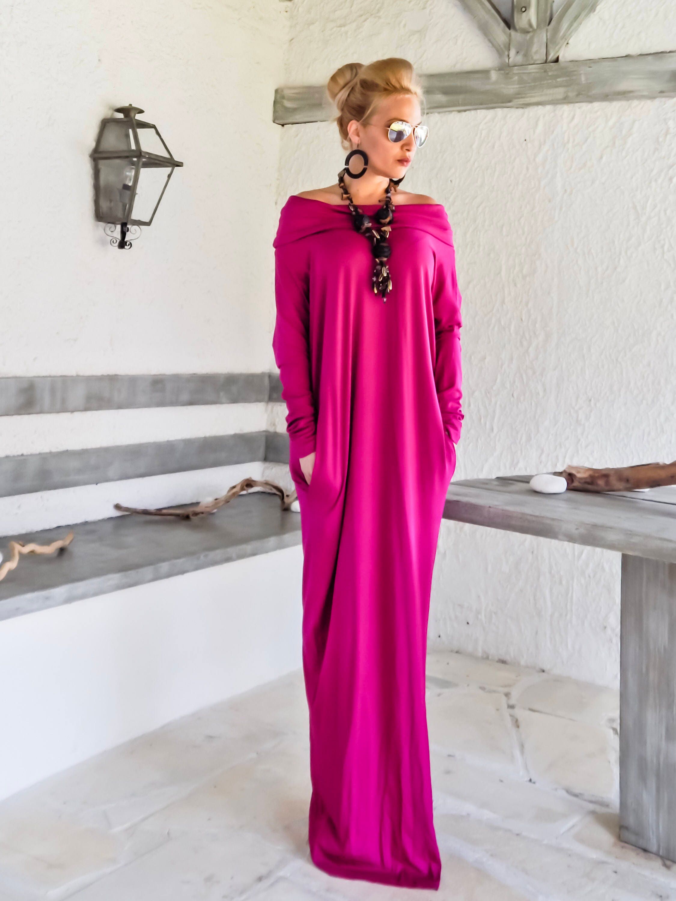 Magenta Maxi Long Sleeve Turtleneck 