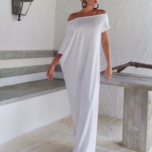 White Maxi Dress / White Kaftan / Asymmetric Plus Size Dress / - Etsy