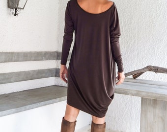 Brown Asymmetric Tunic / Plus Size Dress / Plus Size Tunic / Asymmetric Tunic / Asymmetrical Blouse / Oversize Dress / Plus Size Top #35049