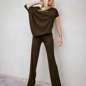 NEW Women Outfit / Black Outfit / Women Set / Black Pants / Black Top / Plus Size Outfit / Asymmetric Top  / Loose Top  / Wide Pants #35339