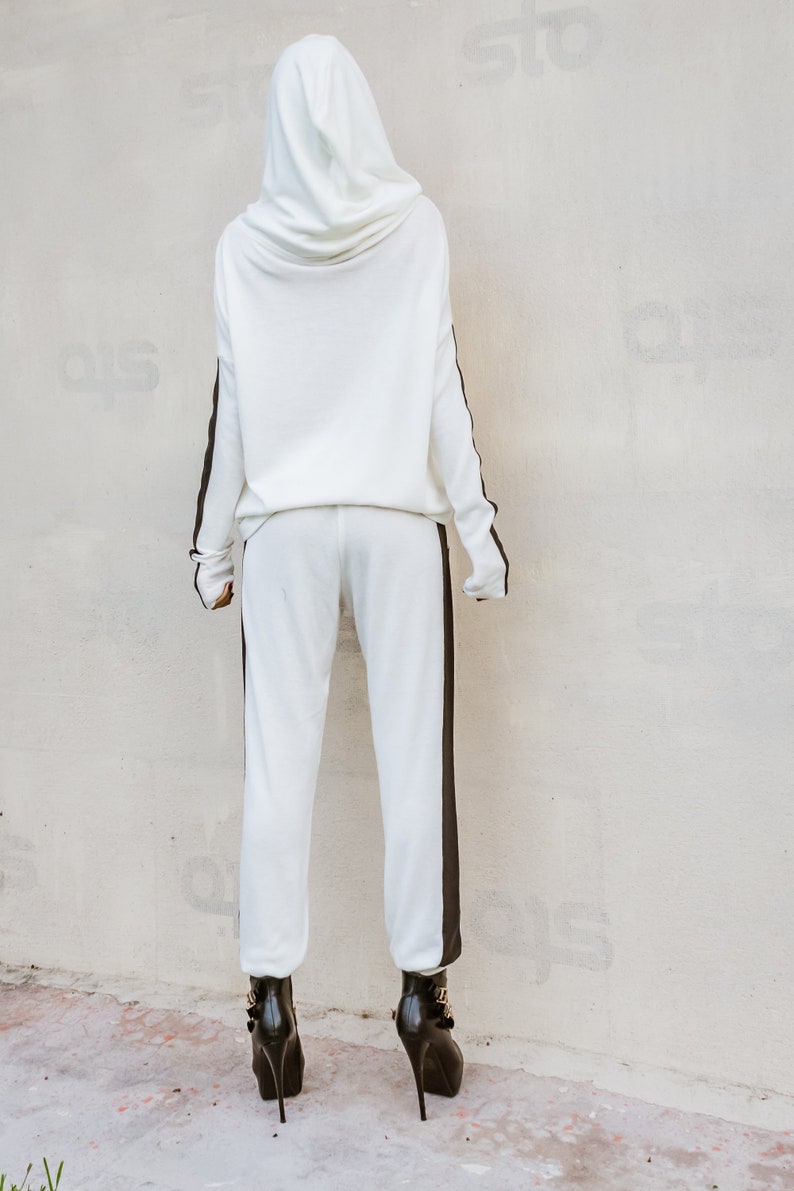 NEW Women Set White Pants Harem Pants White Top Plus Size Set Plus Size Top Plus Size Pants Leather Strap Pants #35303