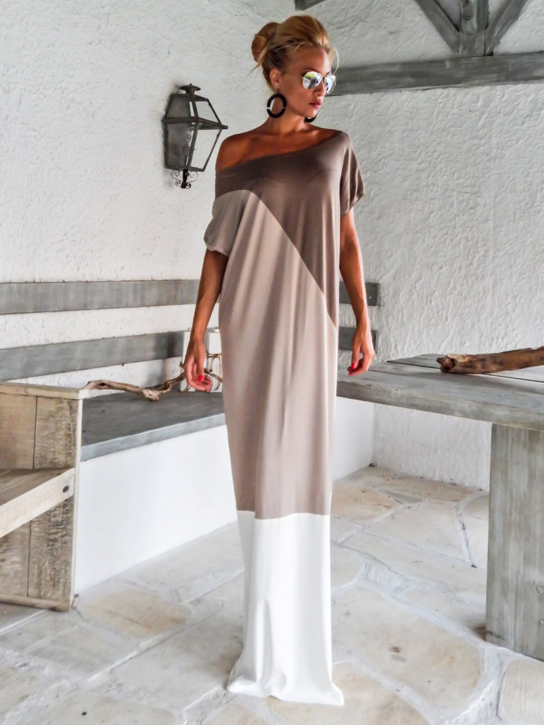 Taupe Beige Ivory Maxi Dress / Maxi Dress / Long Sleeve Dress - Etsy