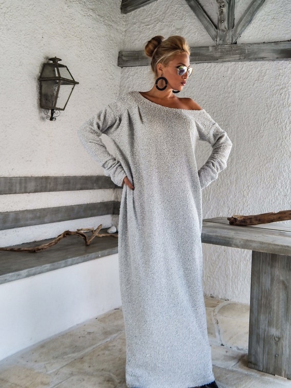 einde Belofte Wardianzaak Off White Maxi Dress / Winter Warm Long Dress / Plus Size - Etsy