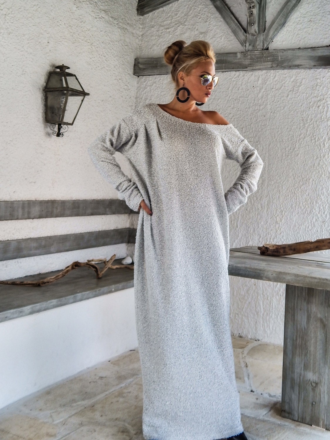 white maxi sweater dress