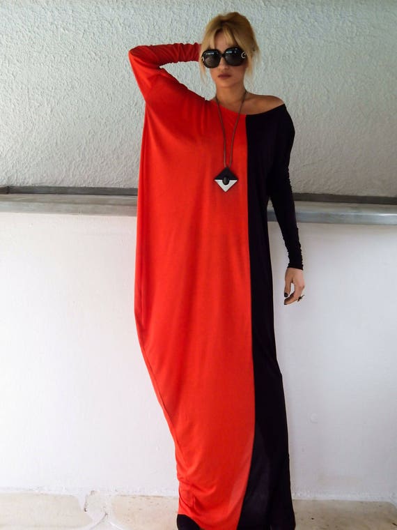 red and black plus size maxi dress
