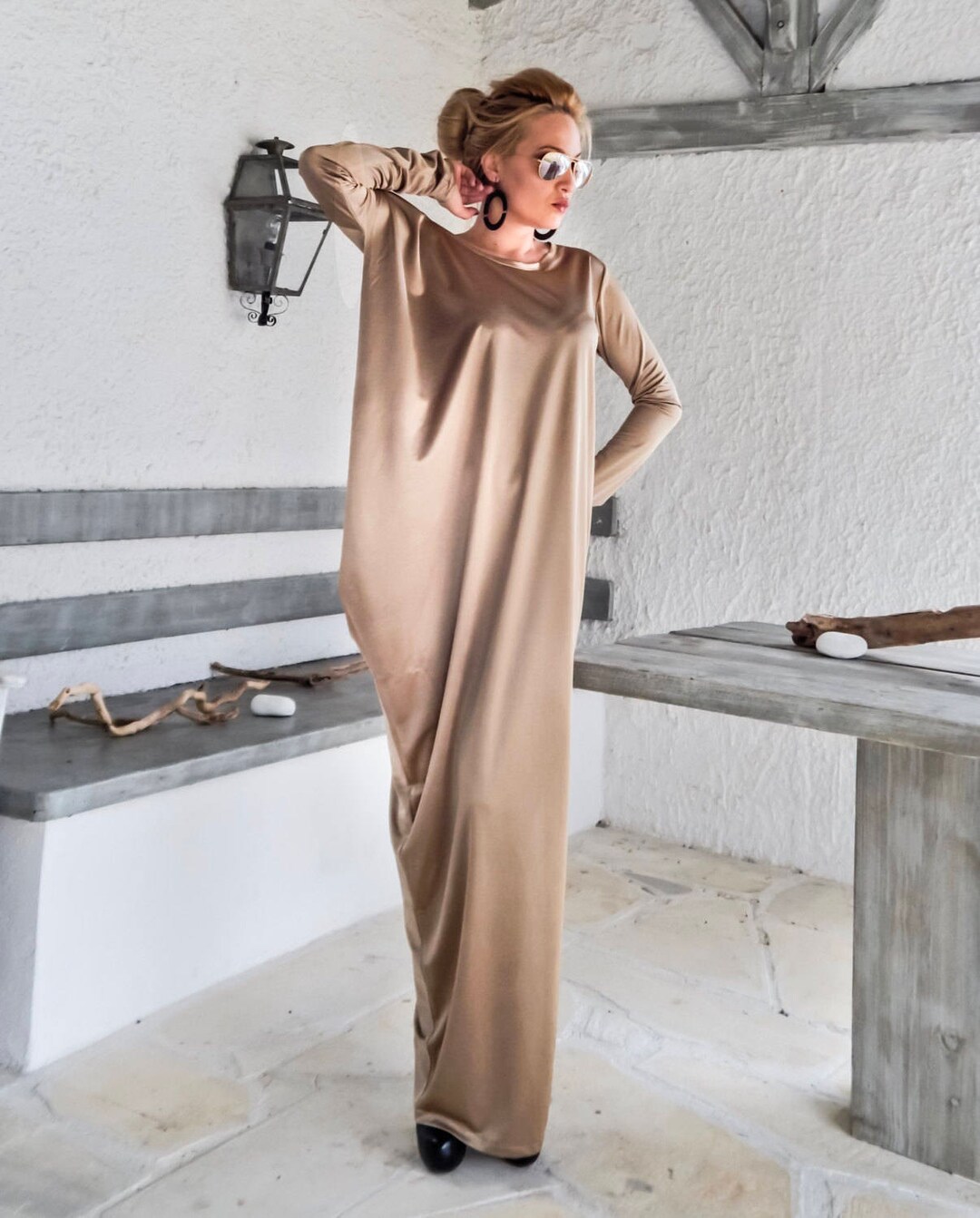 Asymmetric Gold Maxi Dress Kaftan / Abaya / Plus Size Dress / - Etsy