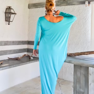 Turquoise Asymmetric Maxi Dress / Turqoise Kaftan / Asymmetric Plus Size Dress / Oversize Loose Dress / 35224 image 3