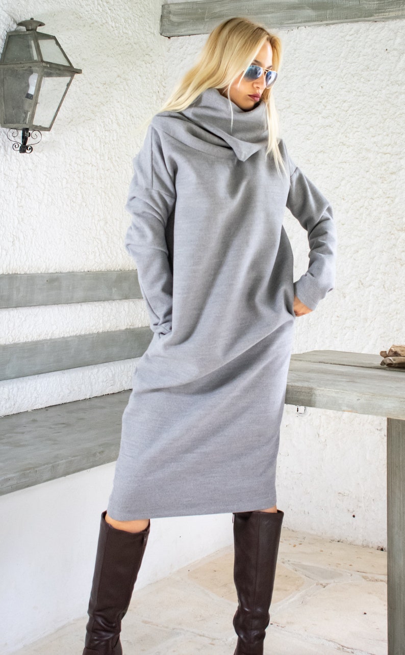 NEW Winter Midi Dress / Gray Midi Dress / Winter Dress for - Etsy