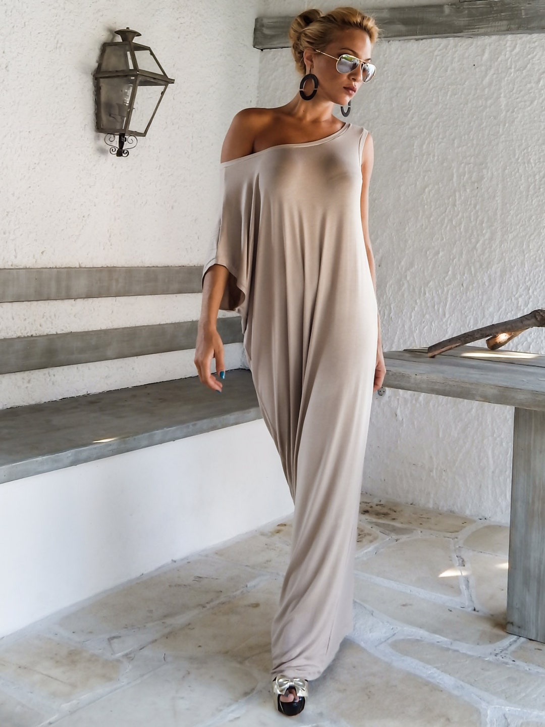 Beige Maxi Dress / Beige Kaftan / Plus Size Dress / Plus Size Maxi ...