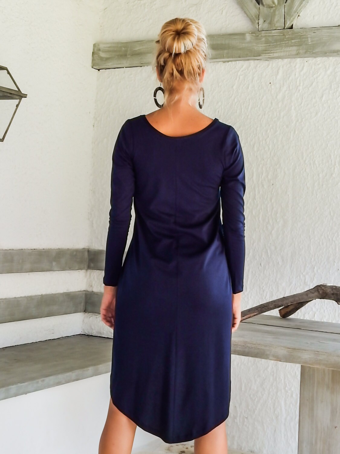 Navy Blue Asymmetric Dress / Women Dress Tunic / Top Tunic / - Etsy