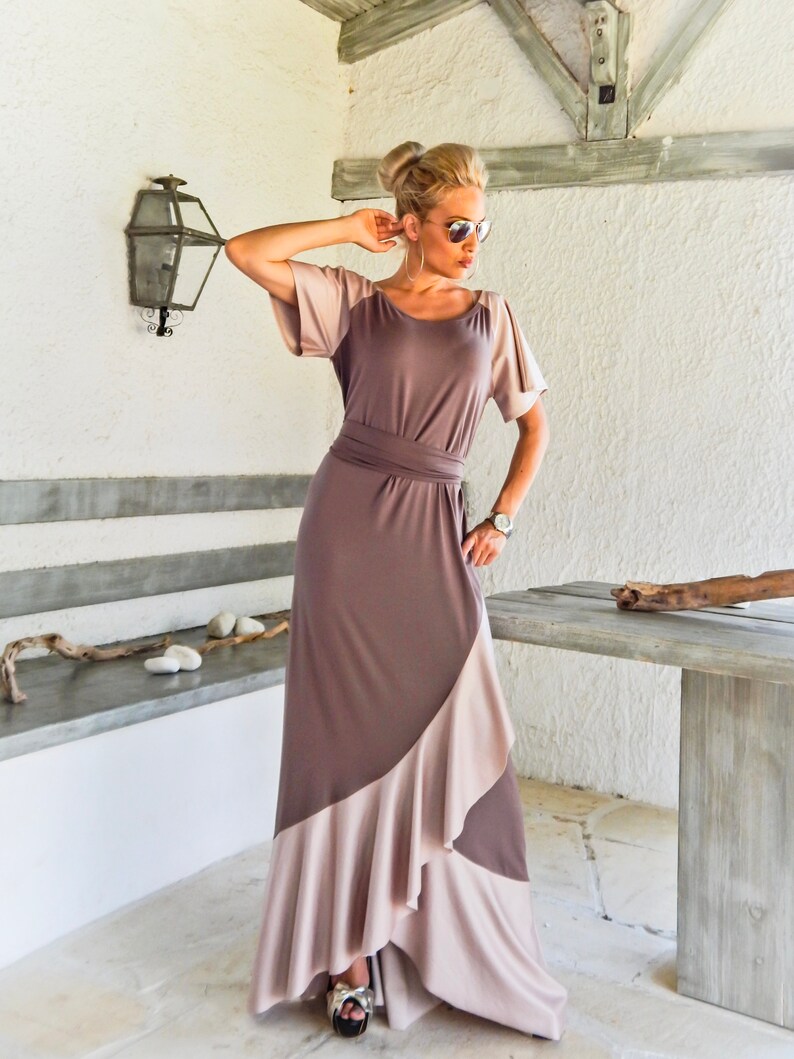 NEW Taupe Maxi Ruffle Dress / Plus Size Dress / Dress with ruffles / Caftan / Kaftan / Summer Dress / Ruffle Dress / Plus Size / 35267 image 6