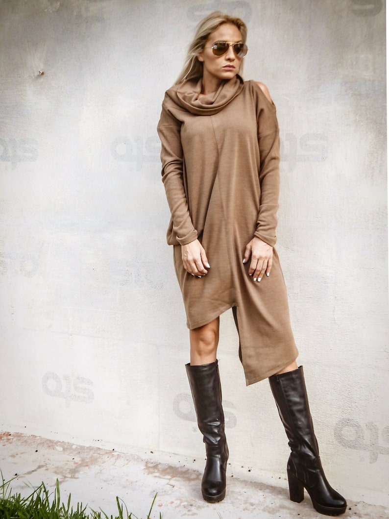 Winter Knit Asymmetric Dress / Oversized Dress /Asymmetric Tunic / Blouse Tunic / Loose Tunic / Plus Size Blouse / Sweater Dress 35281 image 4