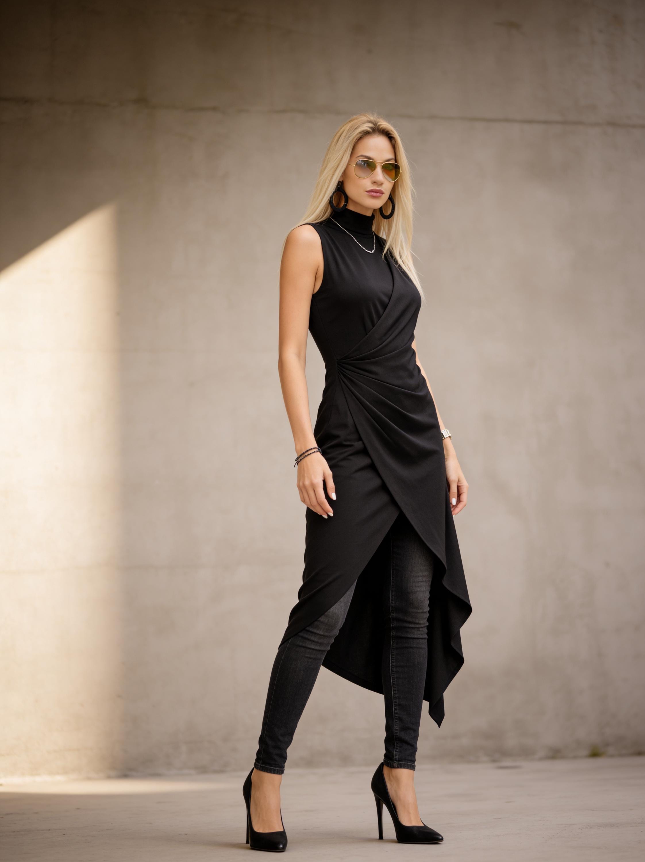 Black Turtleneck Dress High Cut - Etsy