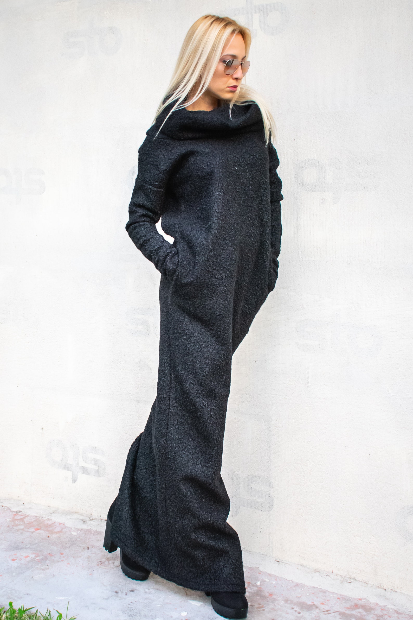 NEW Winter Maxi Dress, Black Maxi Dress, Black Winter Dress, Plus Size — free download