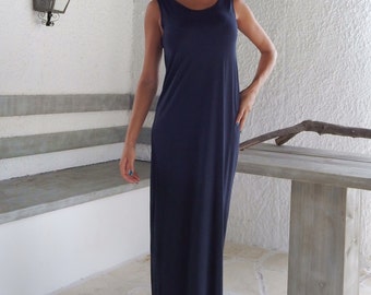 Vestido maxi azul marino / vestido largo / vestido maxi / vestido maxi de verano / vestido de talla grande / maxi de talla grande / vestido de playa / vestido de verano / #35023